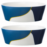 Изображение: Набор из двух салатников синего цвета с авторским принтом из коллекции Freak Fruit, 16см