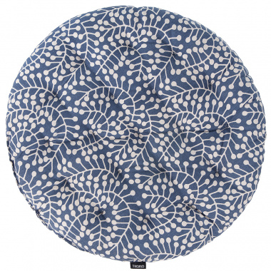 картинка Подушка на стул круглая  темно-синего цвета с принтом Спелая Смородина из коллекции Scandinavian touch от магазина Tkano
