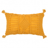 Изображение: Чехол на подушку макраме горчичного цвета из коллекции Ethnic