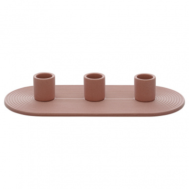 картинка Подсвечник для 3 свечей из каменной керамики темно-розового цвета из коллекции Essential от магазина Tkano