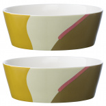 Изображение: Набор из двух салатников горчичного цвета с авторским принтом из коллекции Freak Fruit, 16см