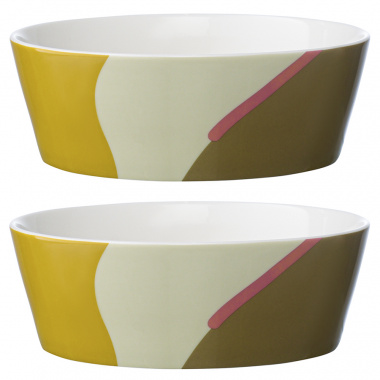 картинка Набор из двух салатников горчичного цвета с авторским принтом из коллекции Freak Fruit, 16см от магазина Tkano